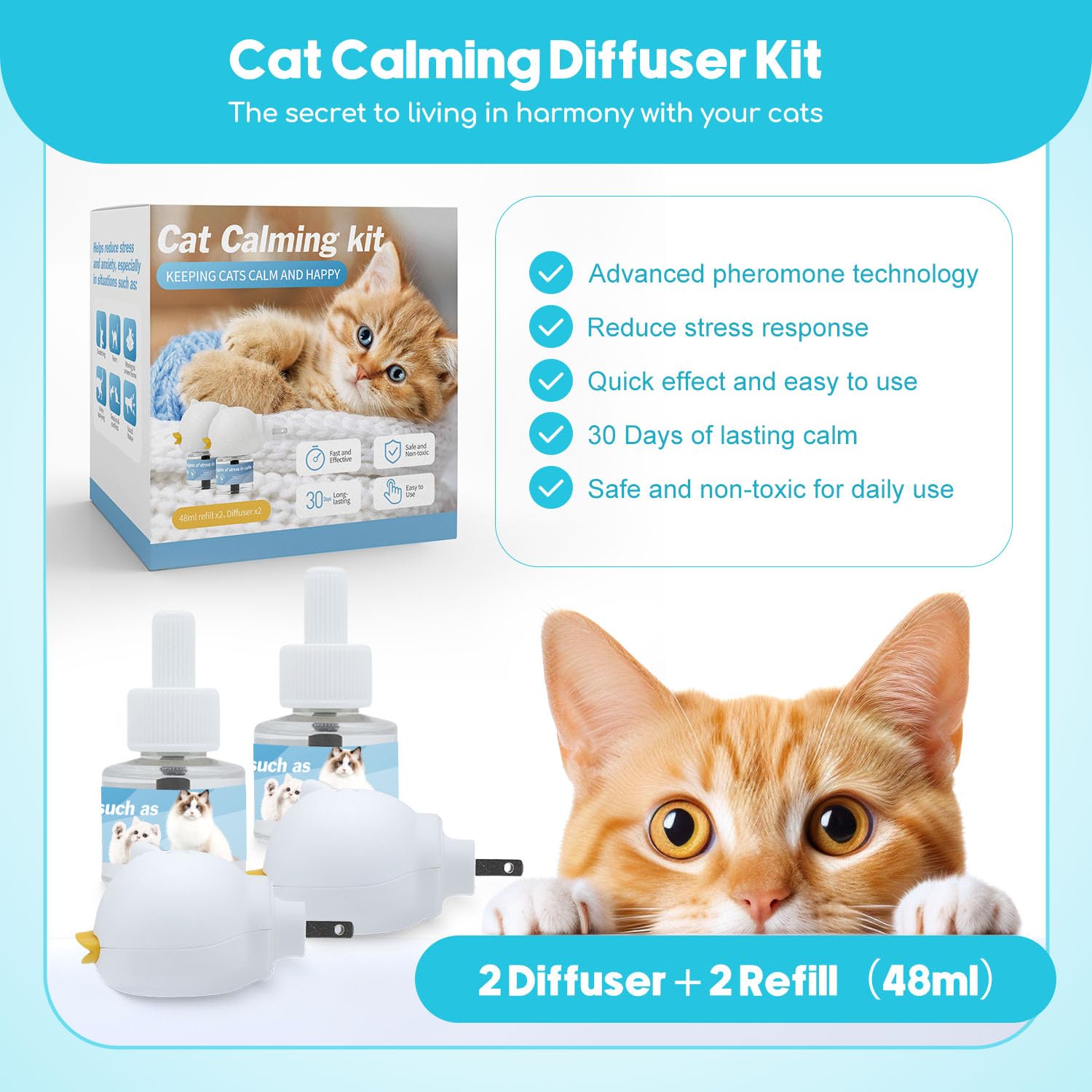 Duasdne cat calming diffuser switch close-up highlights easy, hassle-free operation.