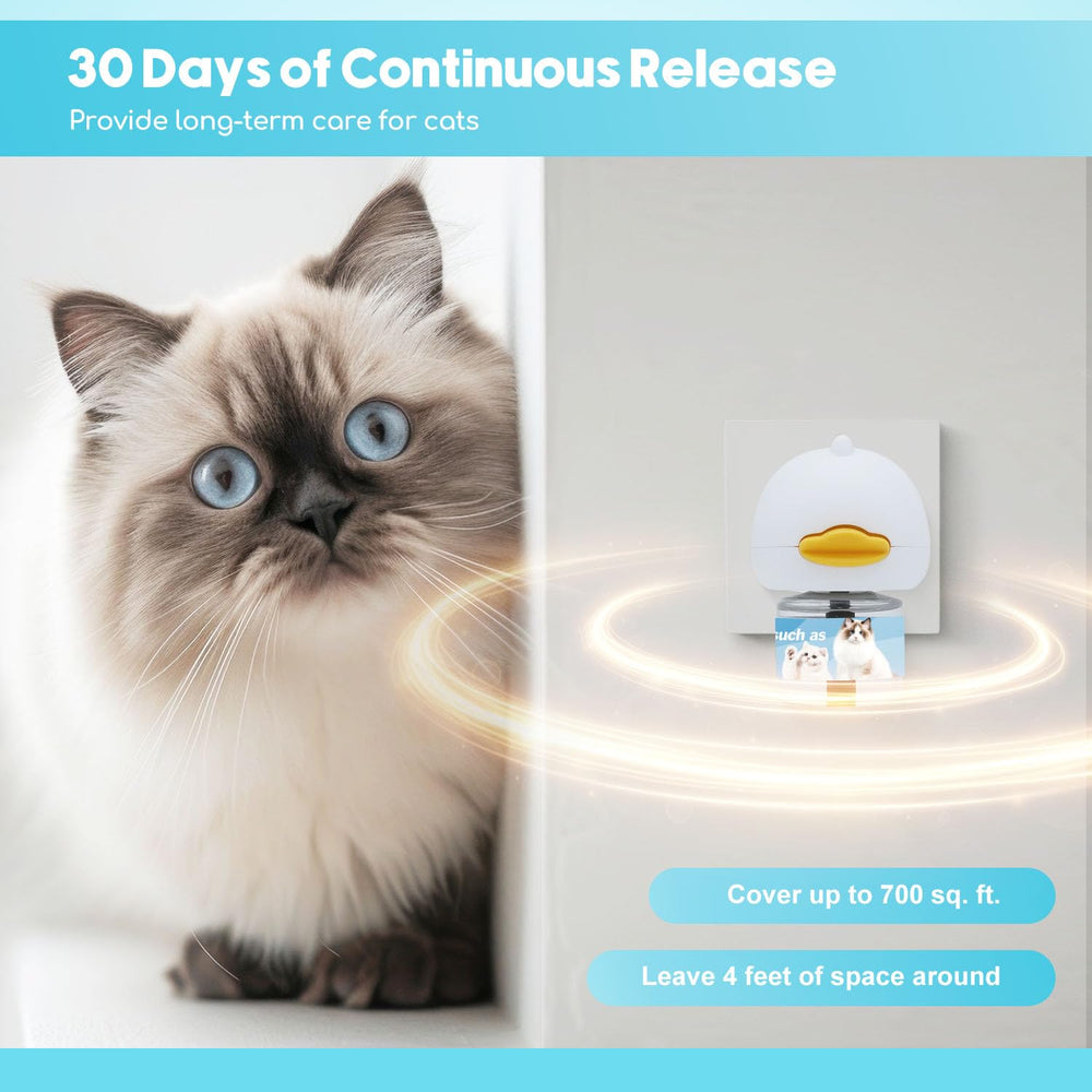 Duasdne diffuser bottle close-up reveals pet-safe pheromone delivery system.