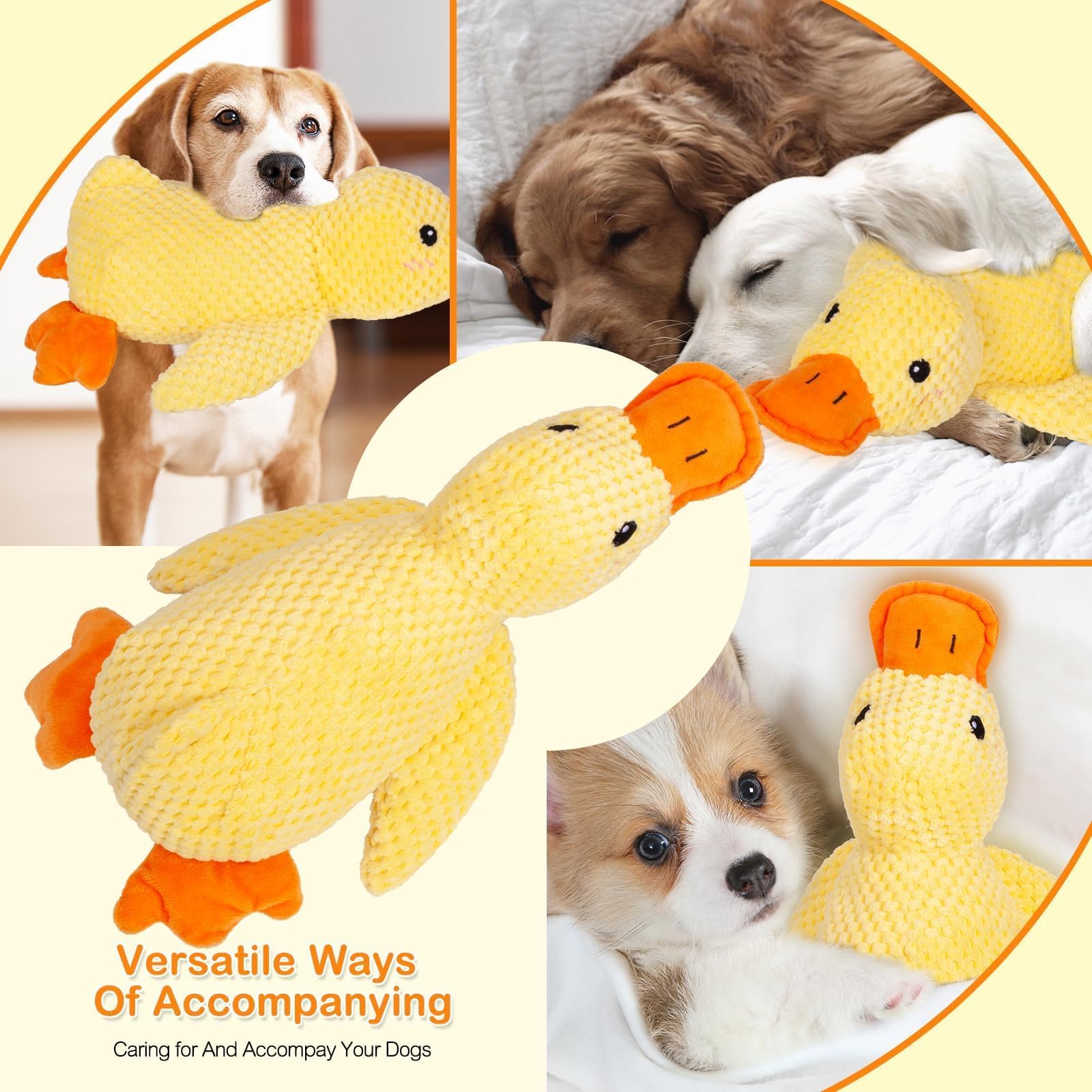 Duck Dog Toy features textured surface for mild gum massage and dental interest.