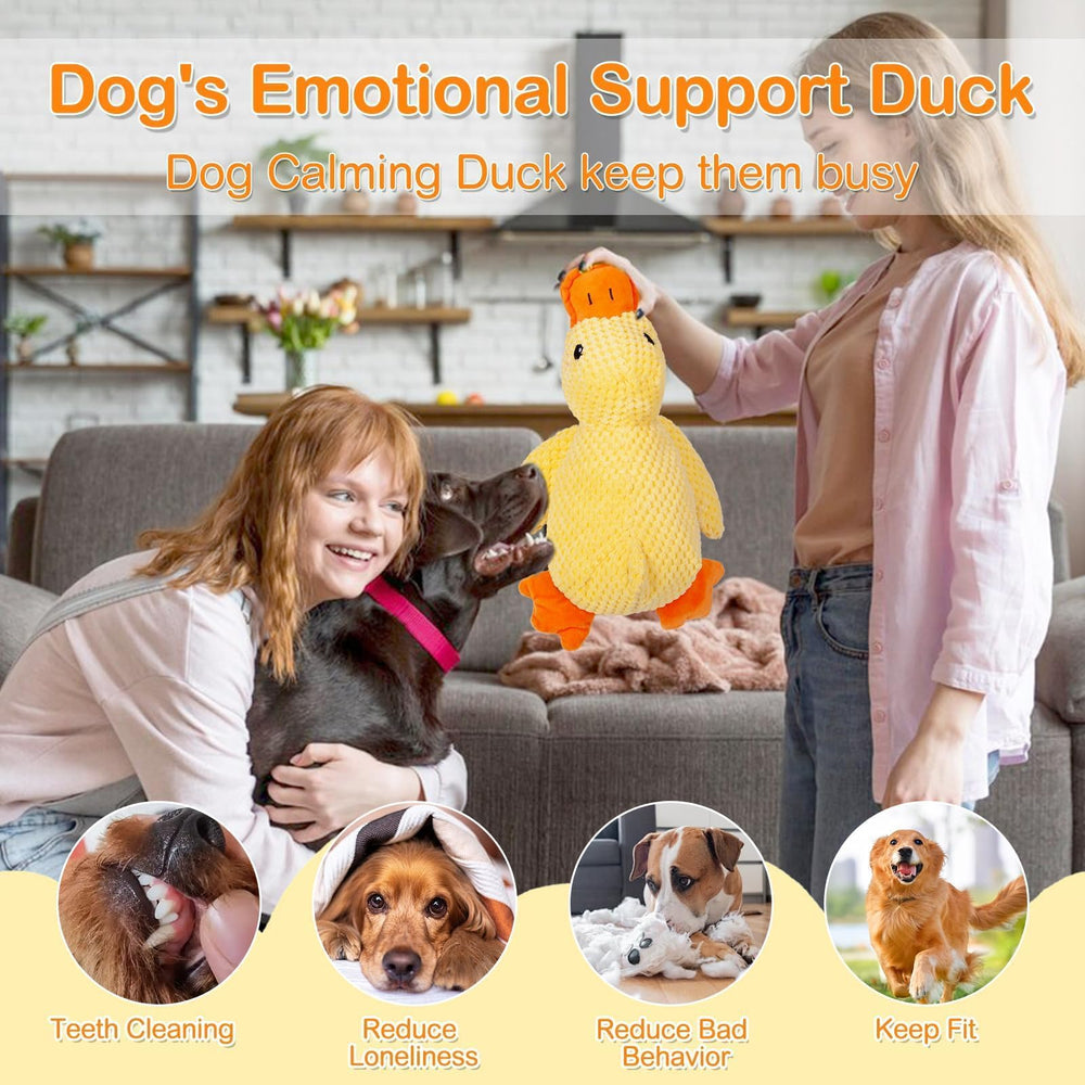 Duck Dog Toy bright yellow plush is easy to spot during play sessions.