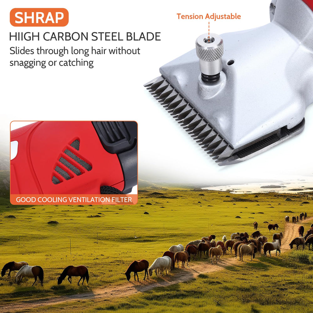DUCKBOY cordless horse clipper in yard setup with low-noise operation.