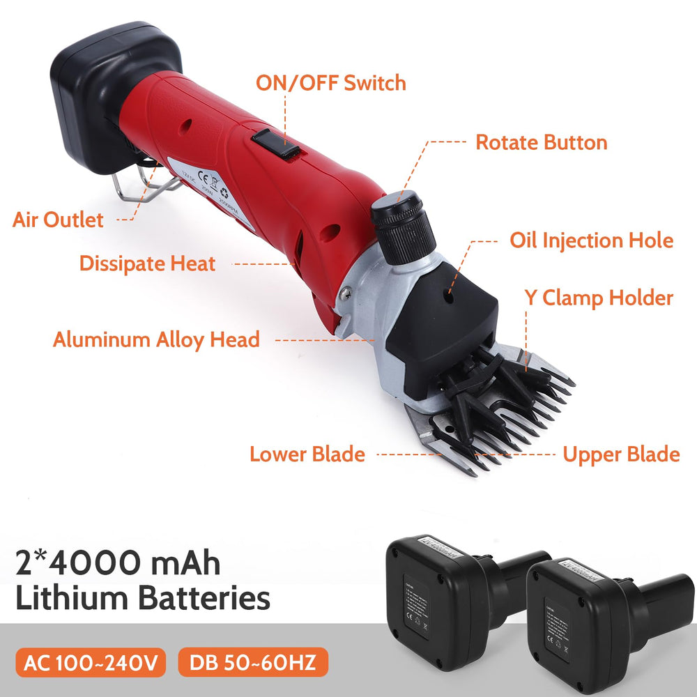 DUCKBOY cordless sheep shears ergonomic handle supports comfortable extended grooming.