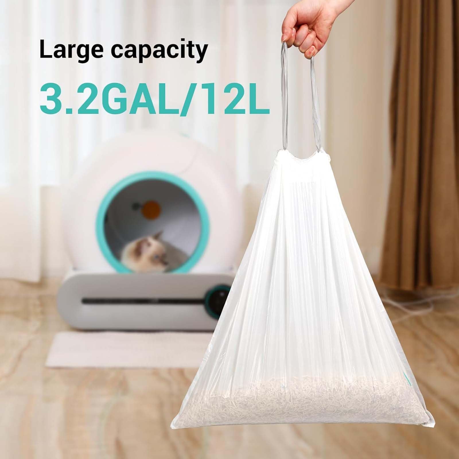 DuckSky 20x18-inch liners fit the robot litter box for easy replacements.