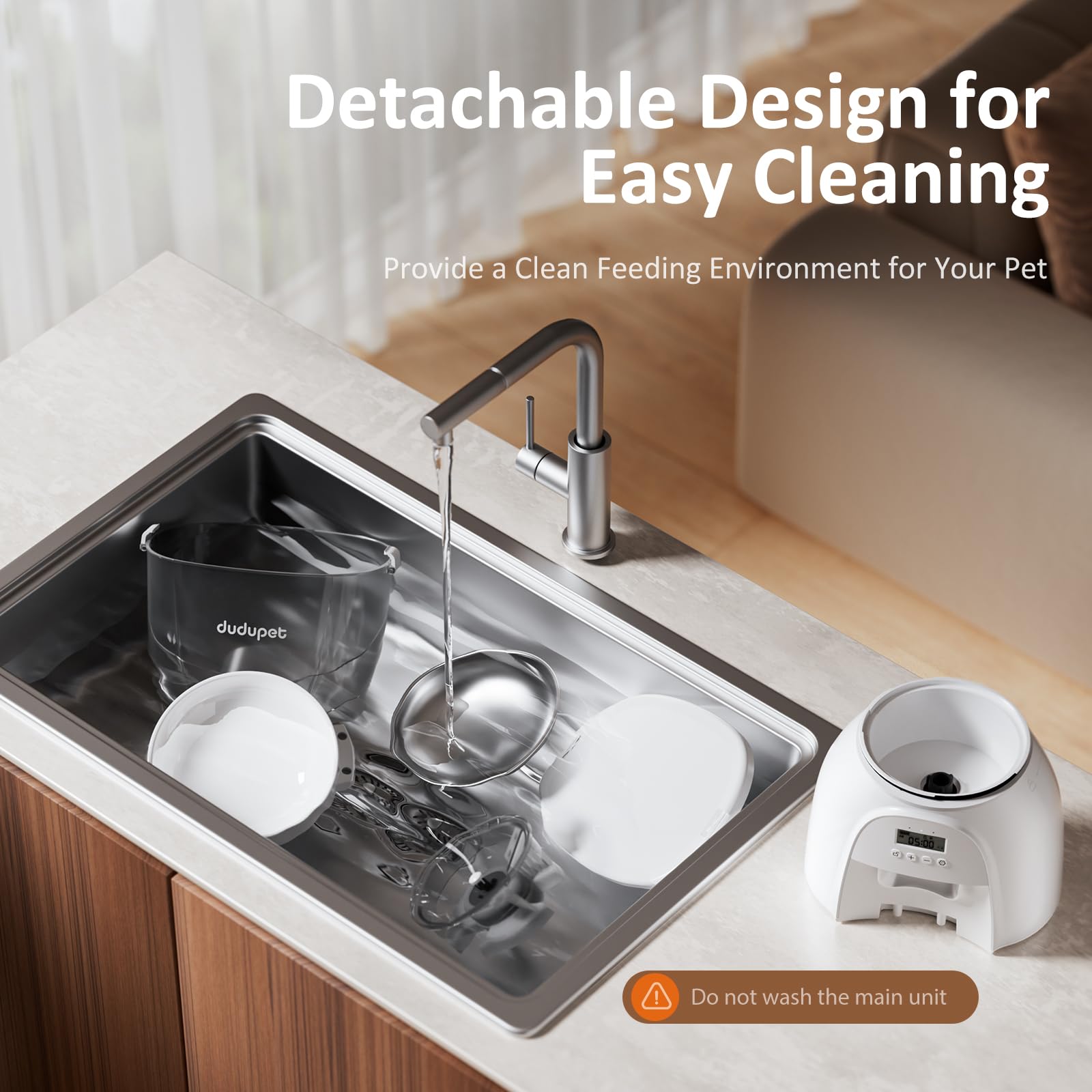 DUDUPET anti-jam-dispense-system delivers steady portions without clogs.