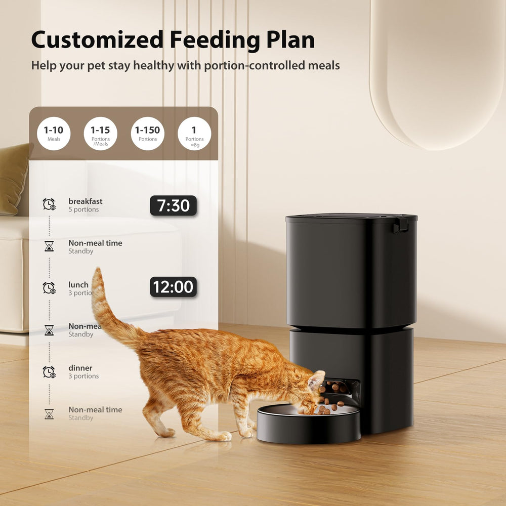 DUDUPET feeder app control screen shows scheduling and feeding records