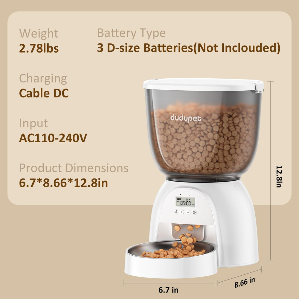 DUDUPET dual-power-port area shows easy adapter plug and battery access for reliability.