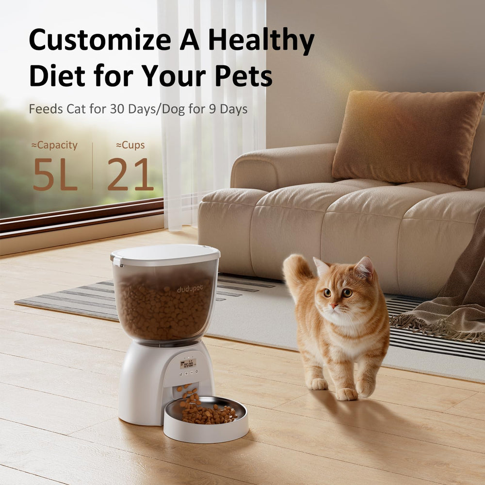 DUDUPET feeder food bowl demonstrates hygienic, removable parts for quick cleaning.