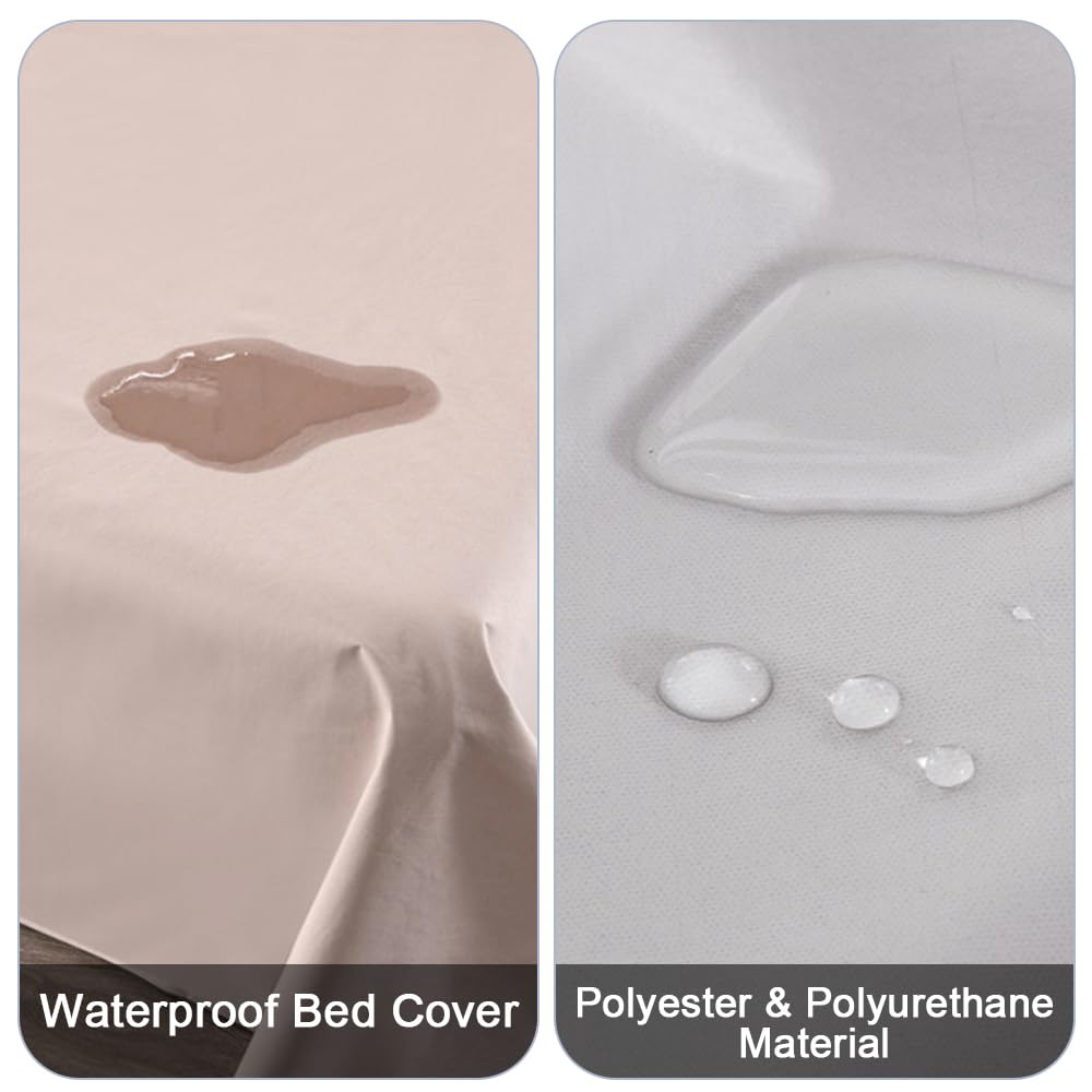 DUJUIKE mattress protector closeup shows waterproof fabric and wipe-clean surface.