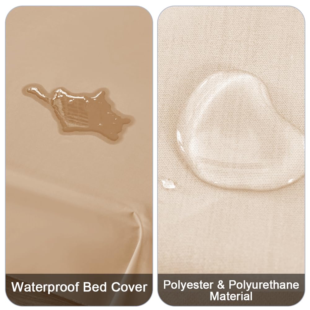 DUJUIKE waterproof bed cover fabric closeup shows thin breathable layer.