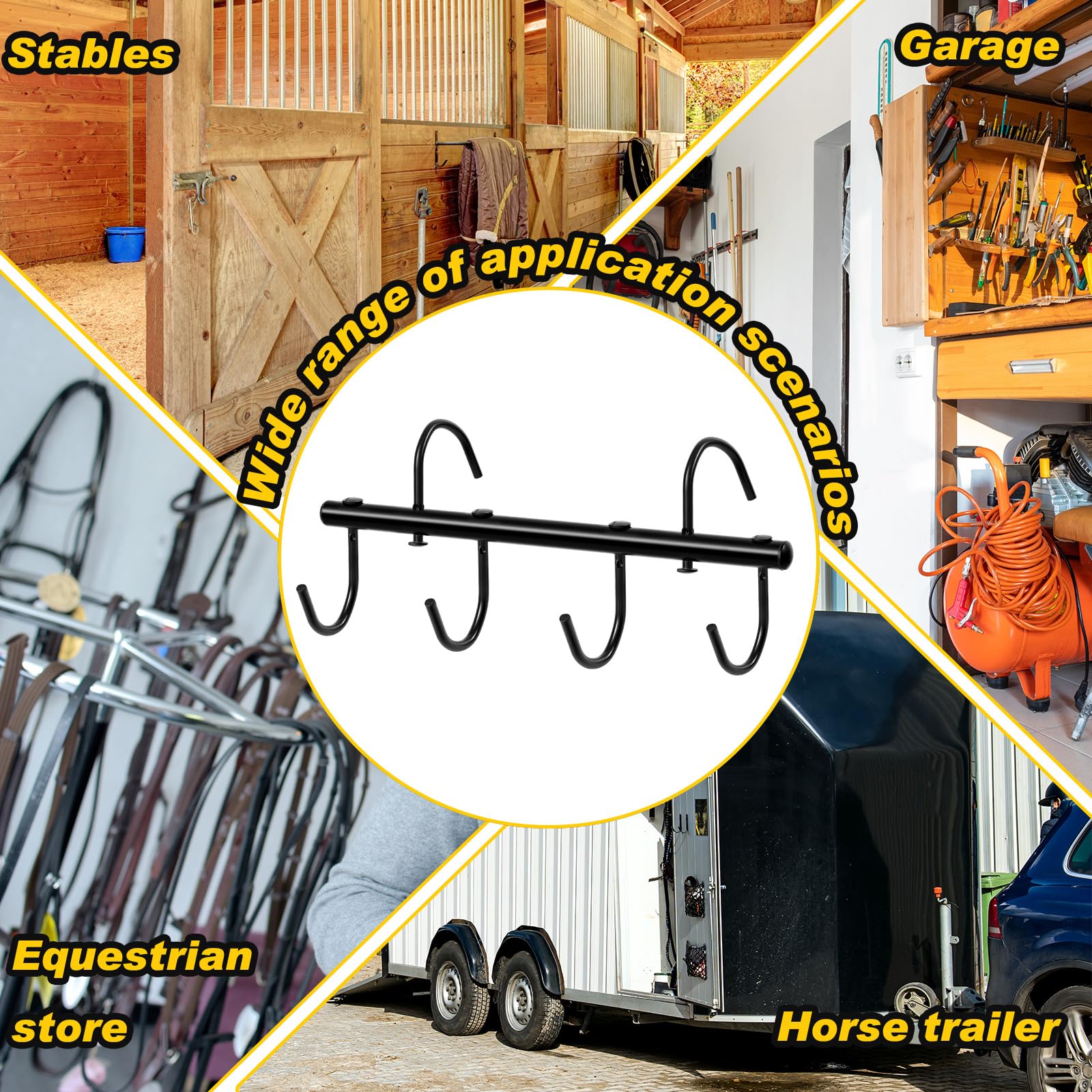 Dunzy black tack hanger adds stylish organization at home or stable.