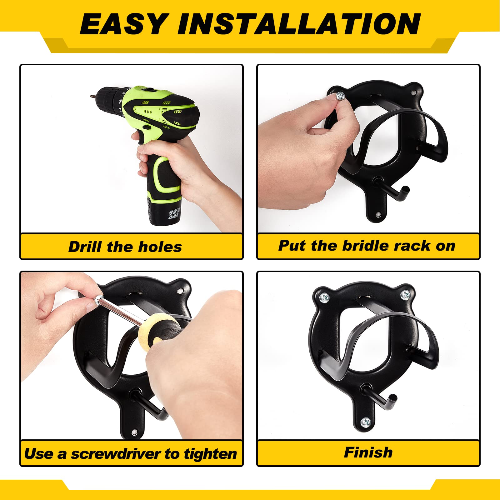 Dunzy bridle hooks with expansion tubes and screws for quick installation