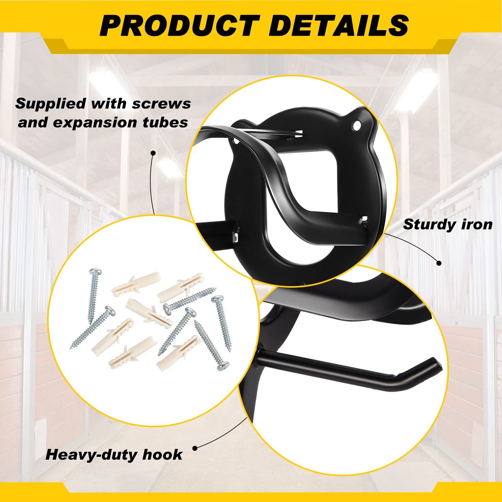 Dunzy bridle rack mounted in a stable demonstrates space-saving organization