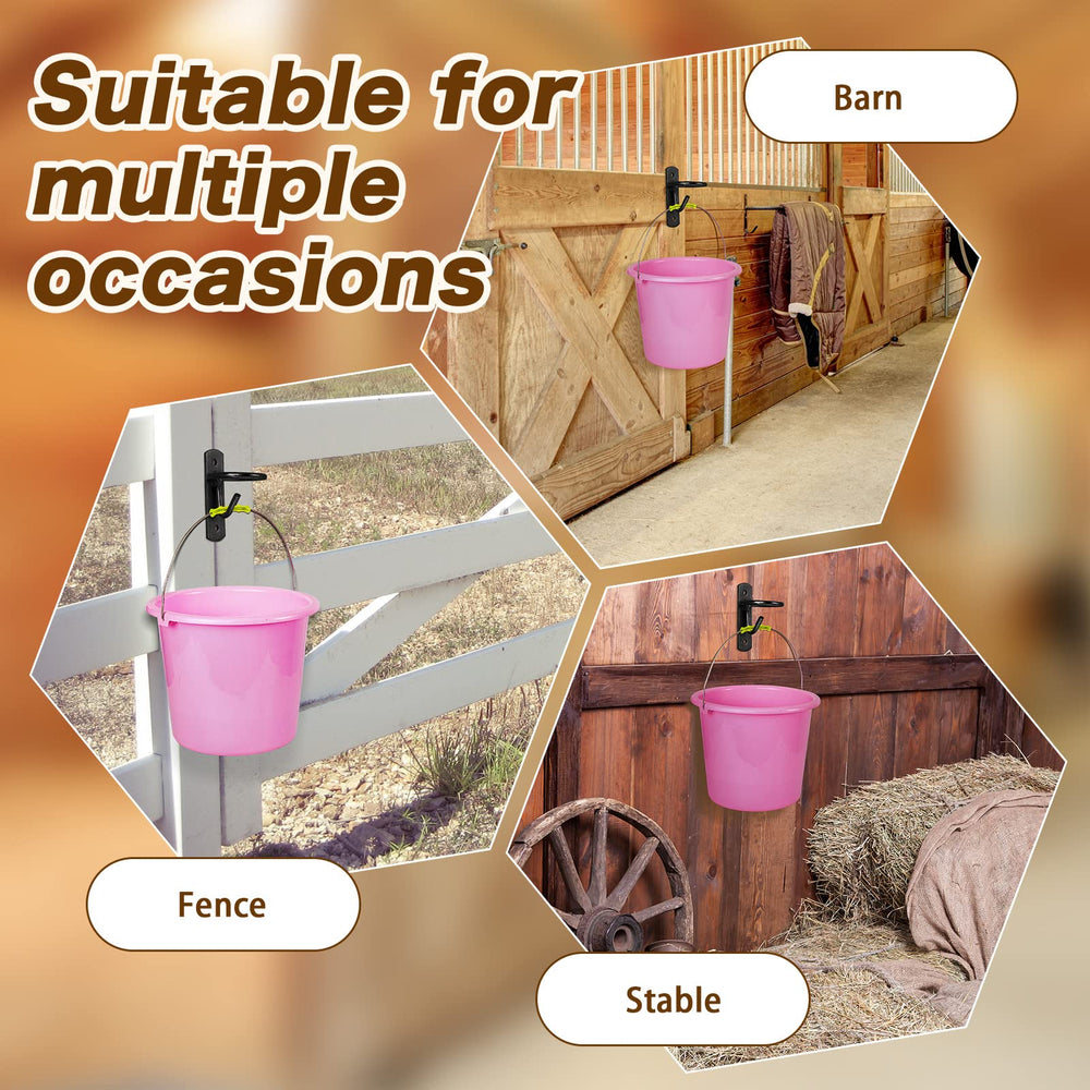 Dunzy bucket hook set fits most buckets and stalls for versatile space-saving organization.