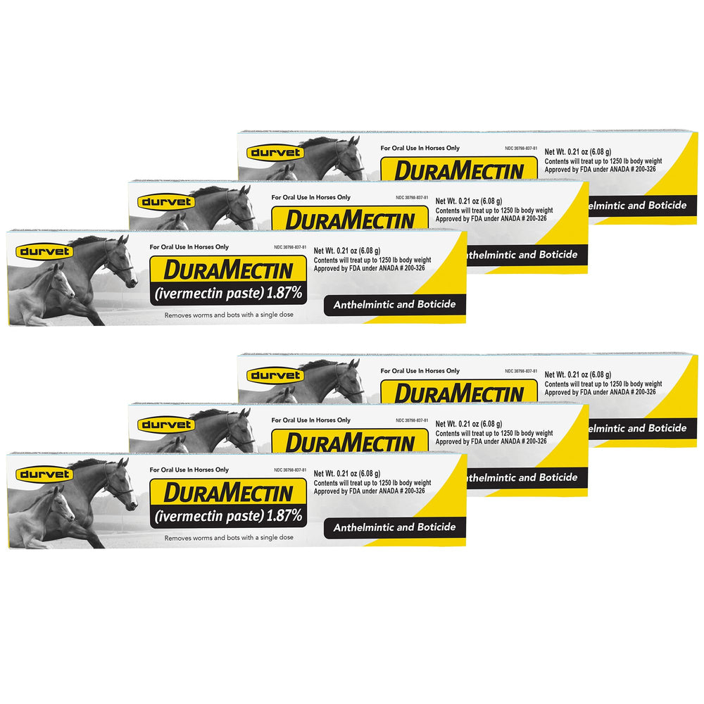 Duramectin paste bottle for simple oral deworming in horses.