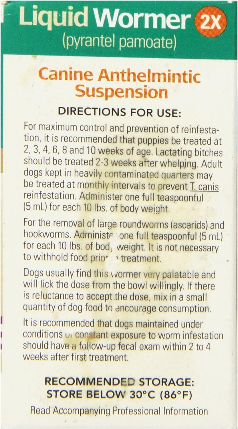 Durvet 2X Liquid Wormer being administered to a dog highlighting palatable flavor