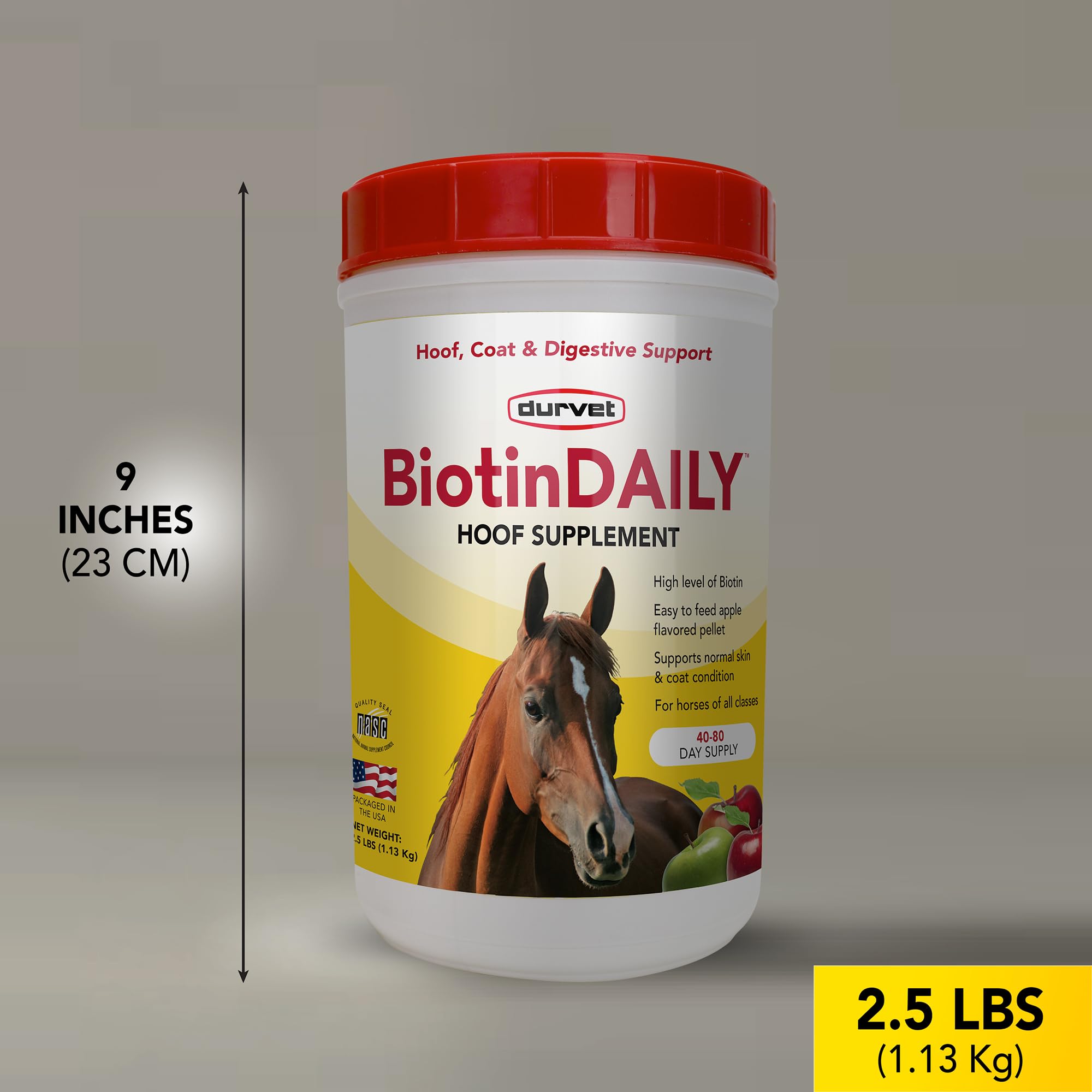 Durvet Biotin Daily Hoof Care promotes normal skin and coat condition