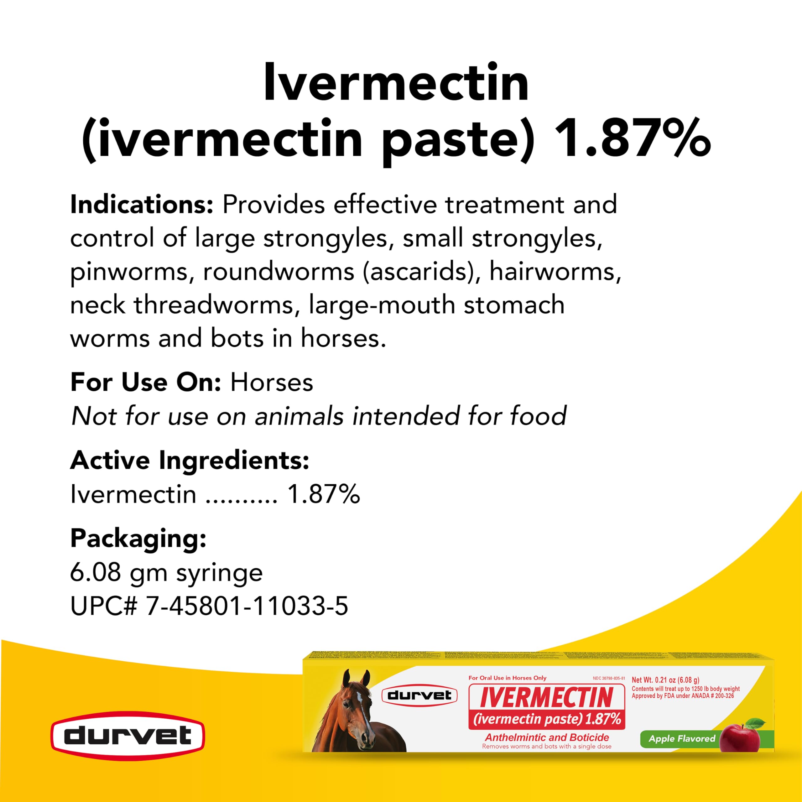Durvet dewormer packaging syringe for easy dosing in barns.