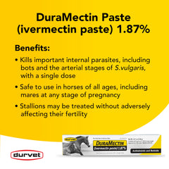 Durvet packaging shows single-dose dewormer for horses.