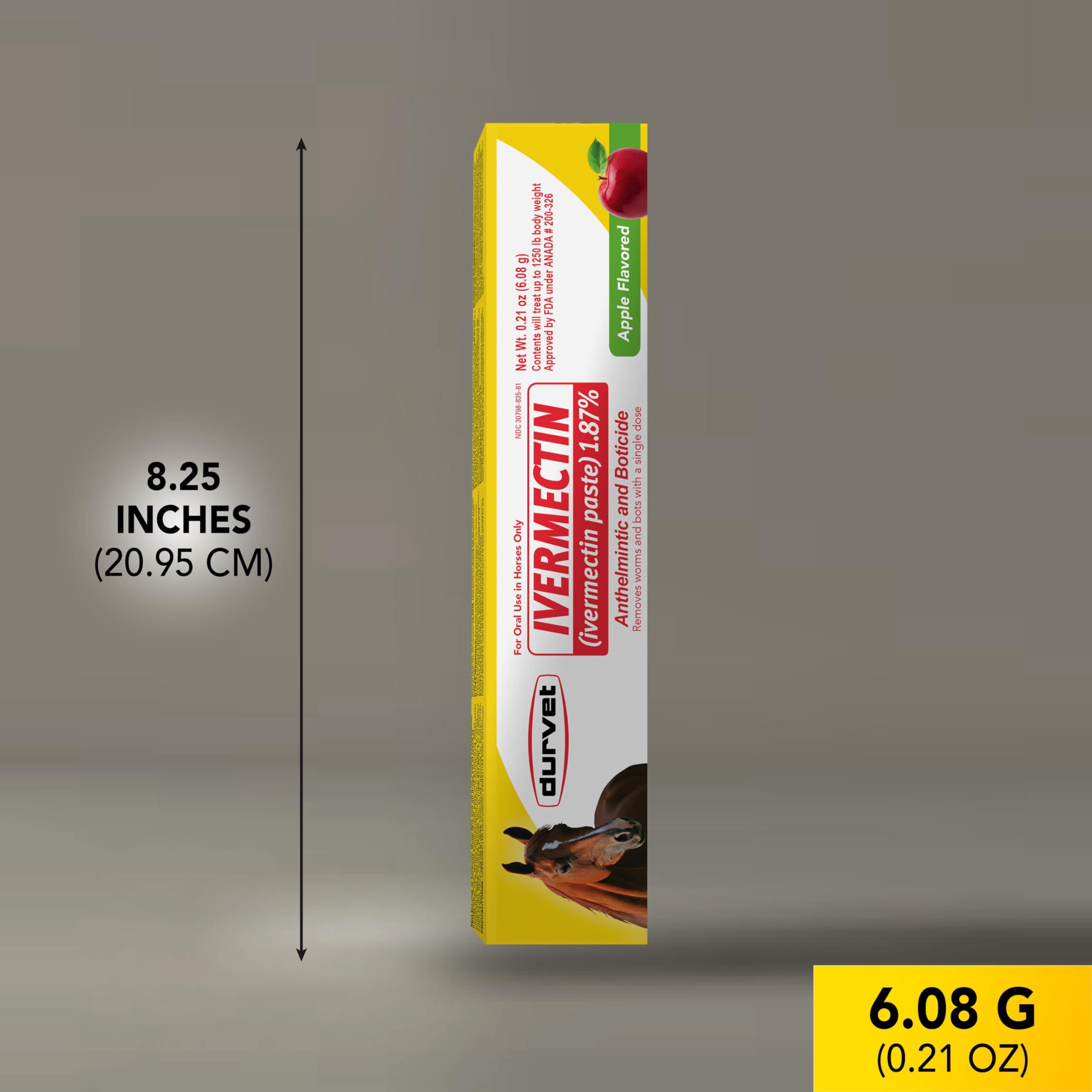 Durvet equine dewormer packaging shows 6-count supply