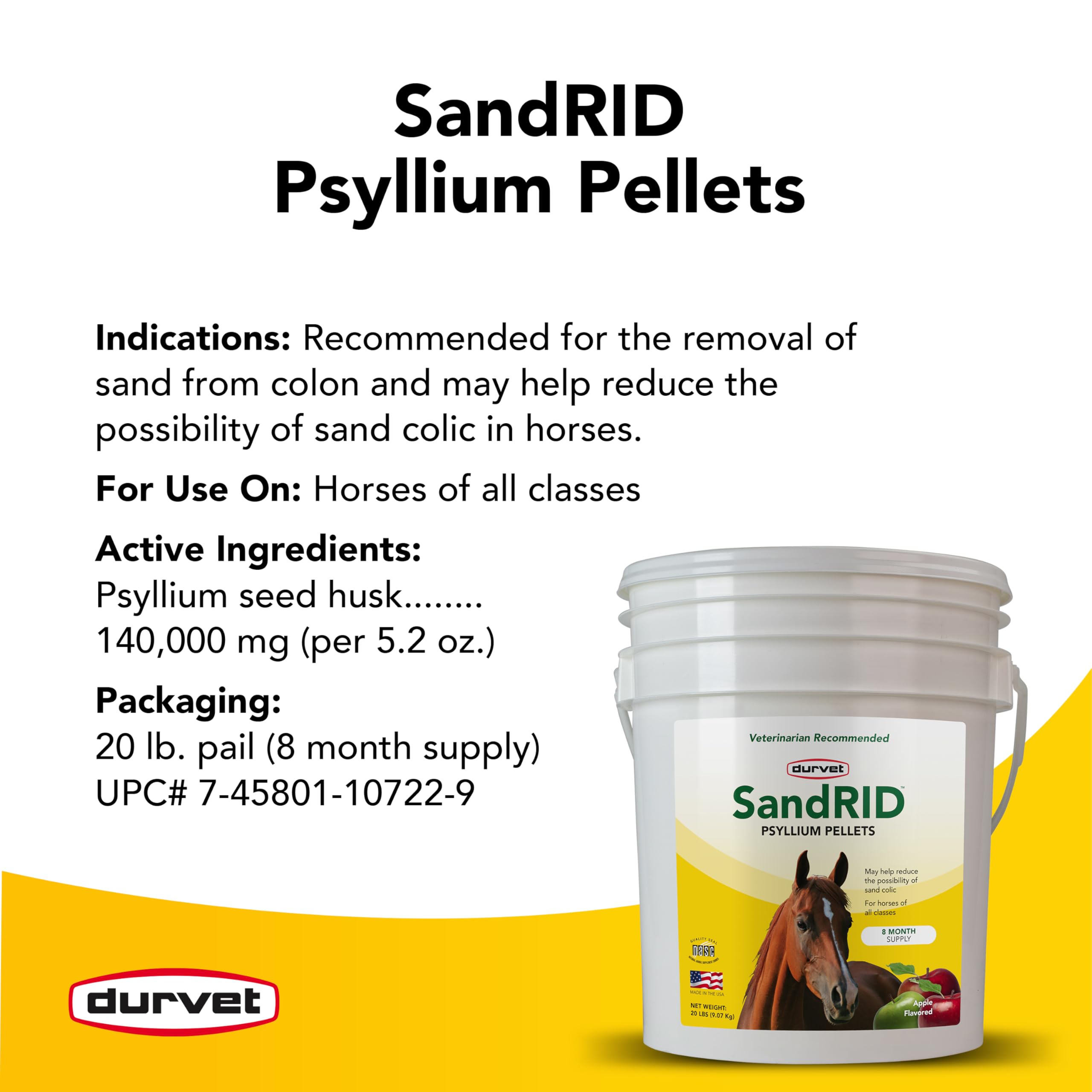 Durvet Sandrid Psyllium Pellets pour demonstrates simple dosing for regular use.