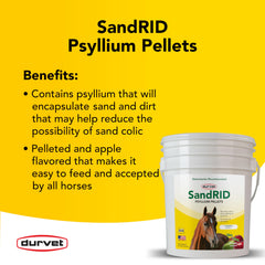 Durvet Sandrid Psyllium Pellets texture closeup shows pellet consistency.