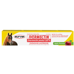 Durvet Ivermectin Paste Apple Flavor 6.08g dose for deworming horses and livestock.
