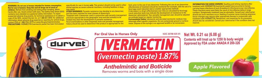 Durvet Ivermectin Paste horse wormer tube — dosage applicator for easy dosing.