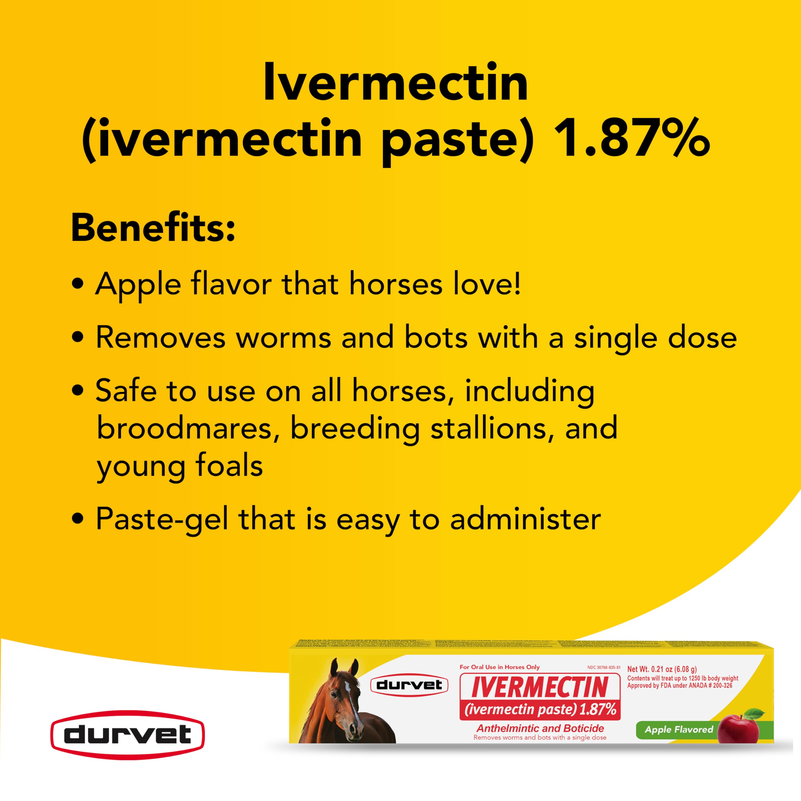 Durvet ivermectin paste syringe ready for on-site dosing.