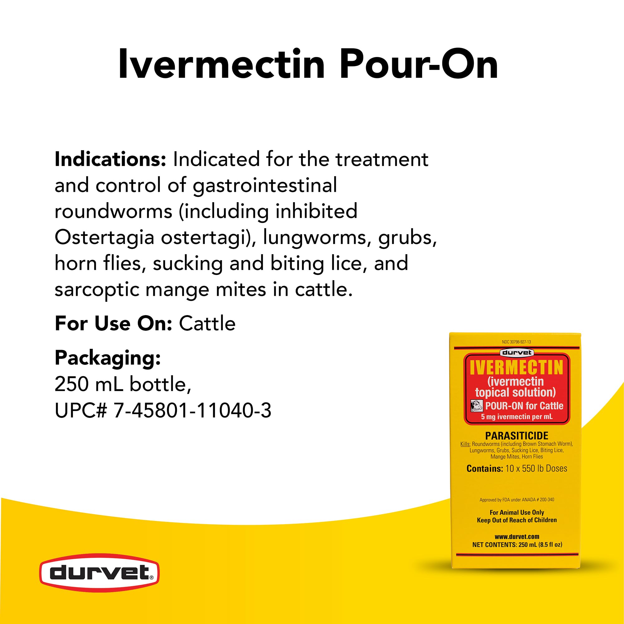 Durvet Ivermectin Pour-On applied to cattle for worm control.