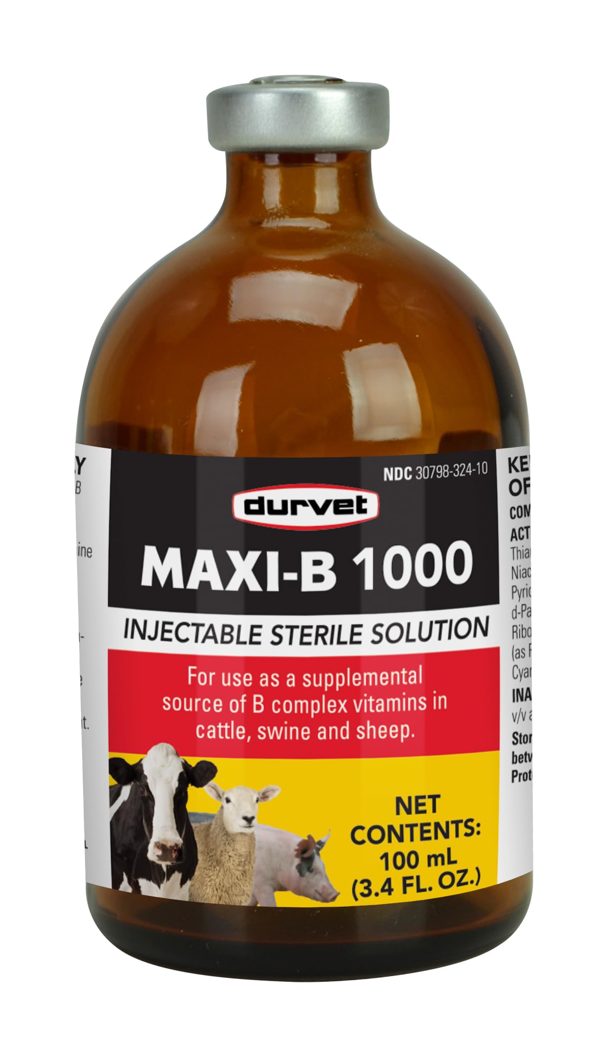 Durvet Maxi-B 1000 bottle shows USA-made safety for aging dogs.