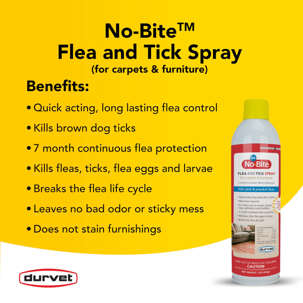 Durvet No Bite IGR spray label close-up showing directions.