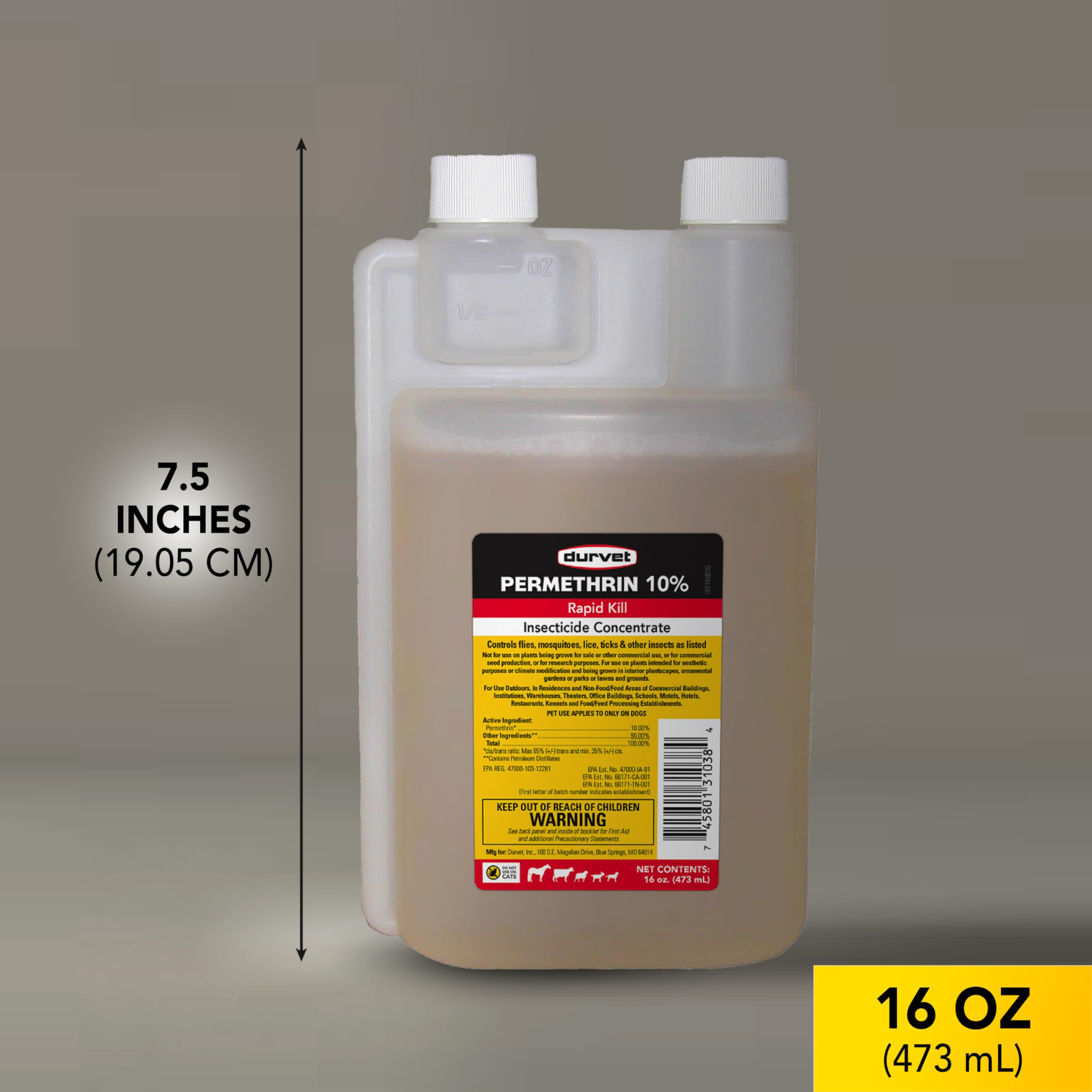Durvet Permethrin EC 10% label close-up with concentration details