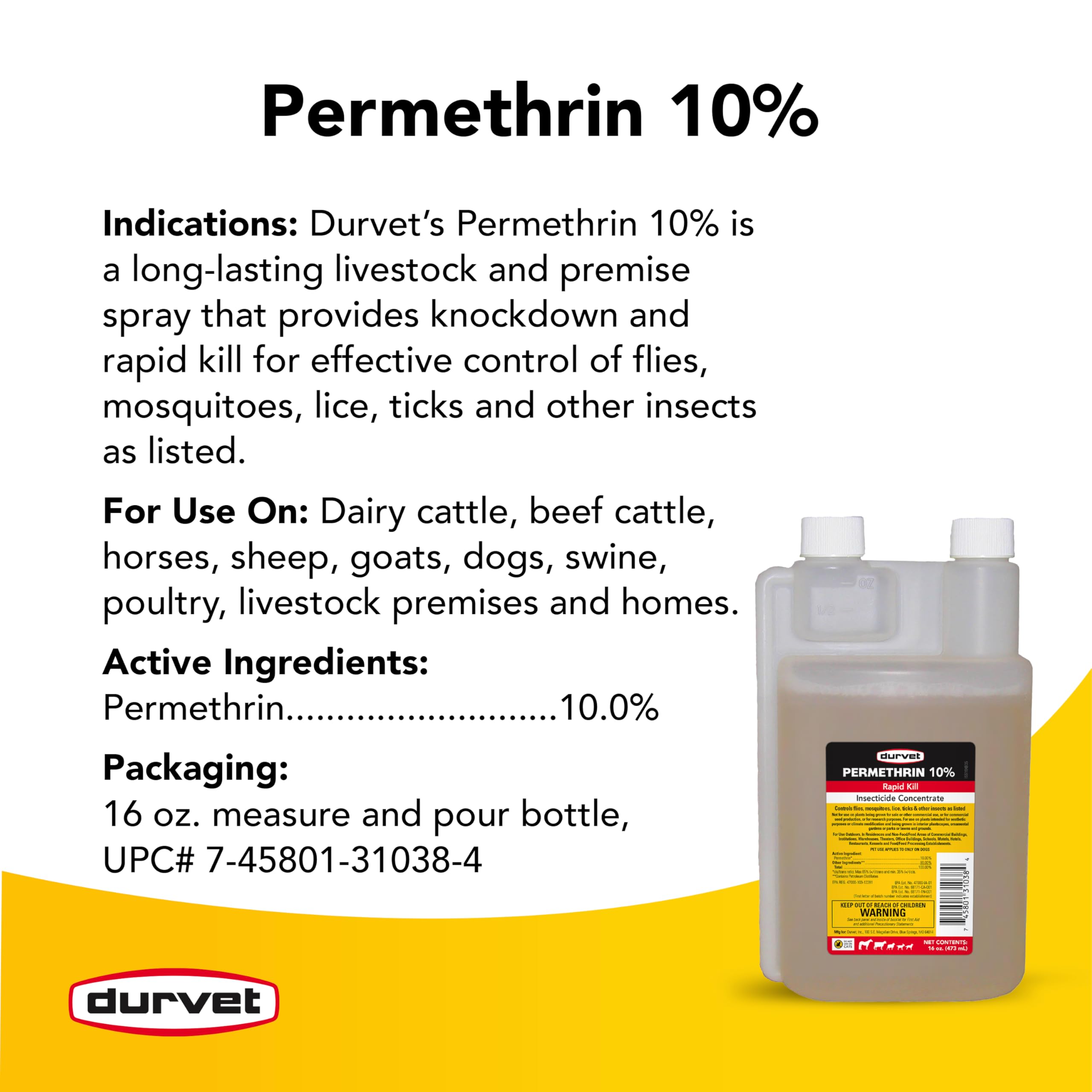 Durvet Permethrin EC 10% pour spout for easy dosing