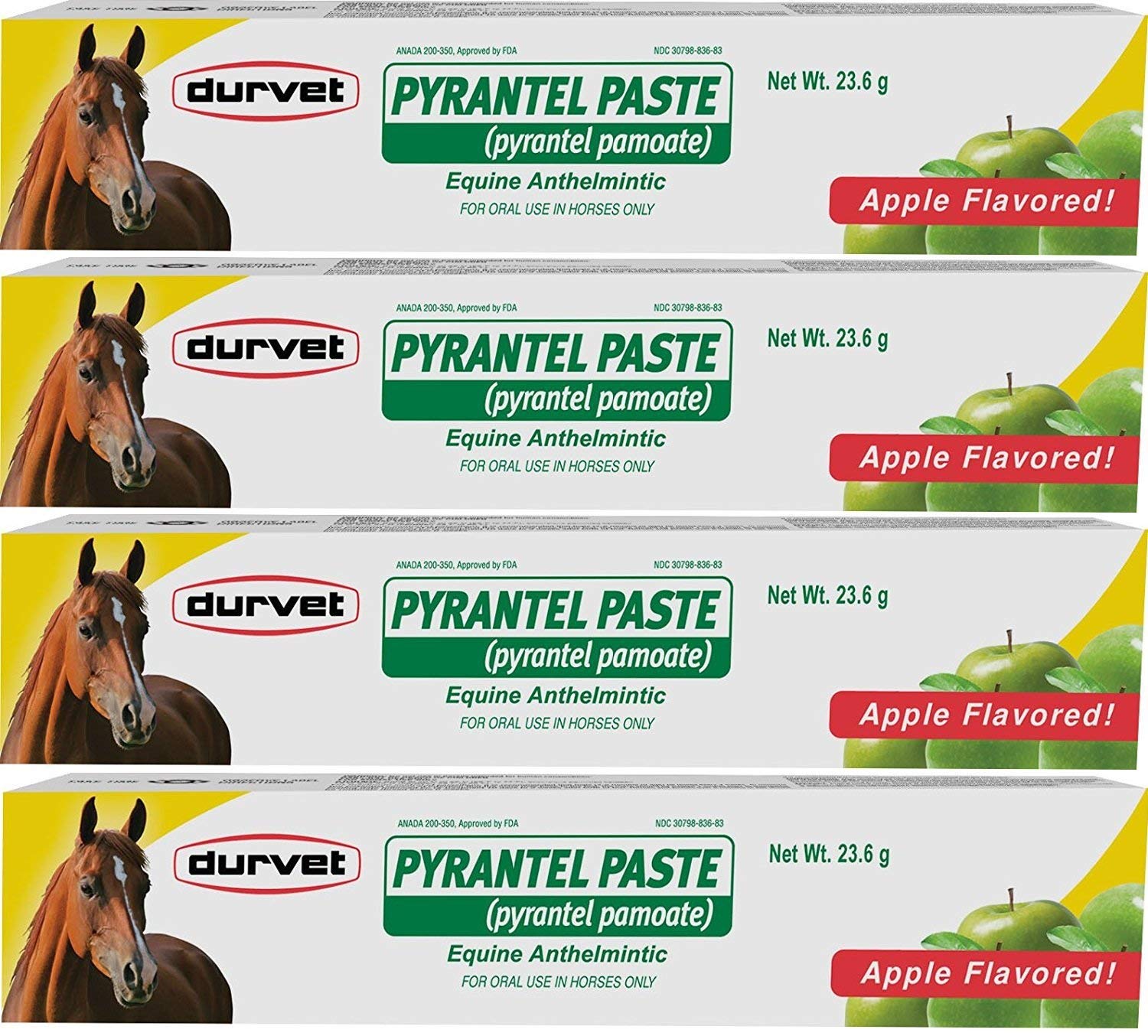 Durvet Pyrantel Paste Wormer apple flavor tube aids easy administration and parasite control for horses.
