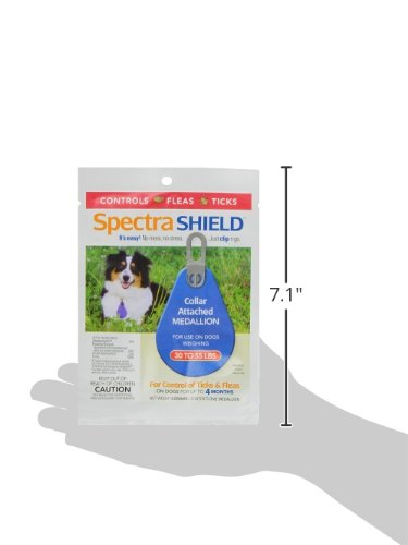 Durvet Spectra Shield packaging highlights easy-use collar for 30-55 lb dogs