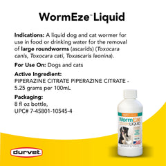 Durvet WormEze frasco de 8 oz para uso doméstico sencillo.