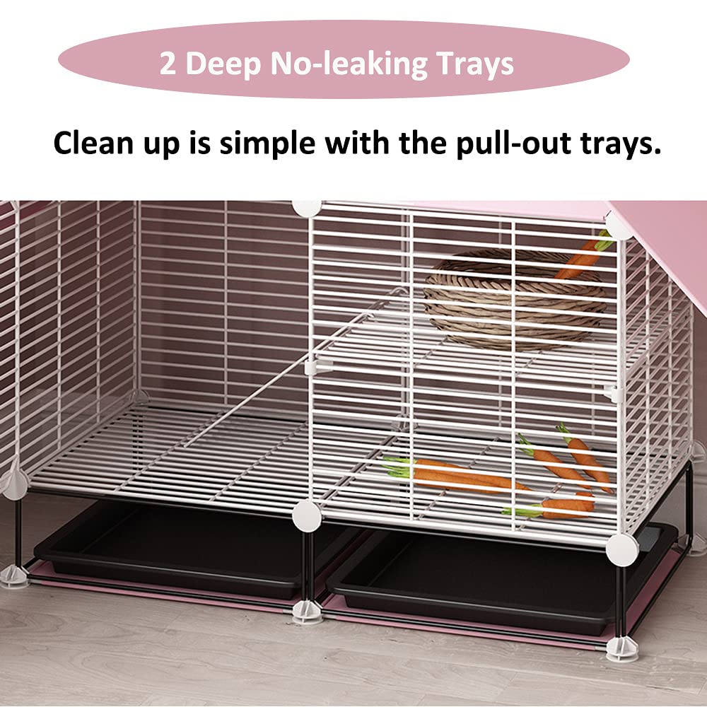 DuvinDD 2-Story Rabbit Cage side view highlights secure latch doors for escape prevention