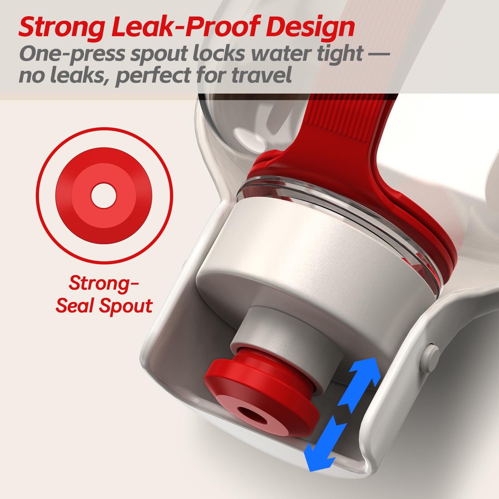 Duwize leak-proof spout and strap prevent spills during travel.