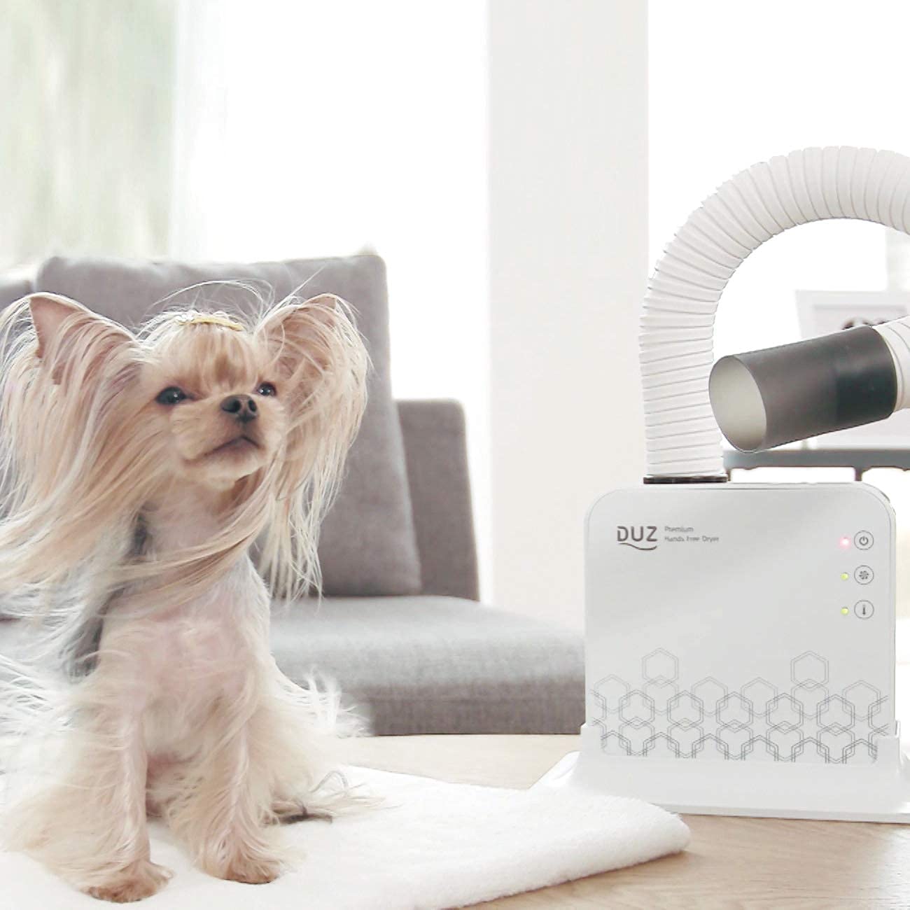 DUZ V2 touch controls enable precise on/off, speed, and heat adjustments.