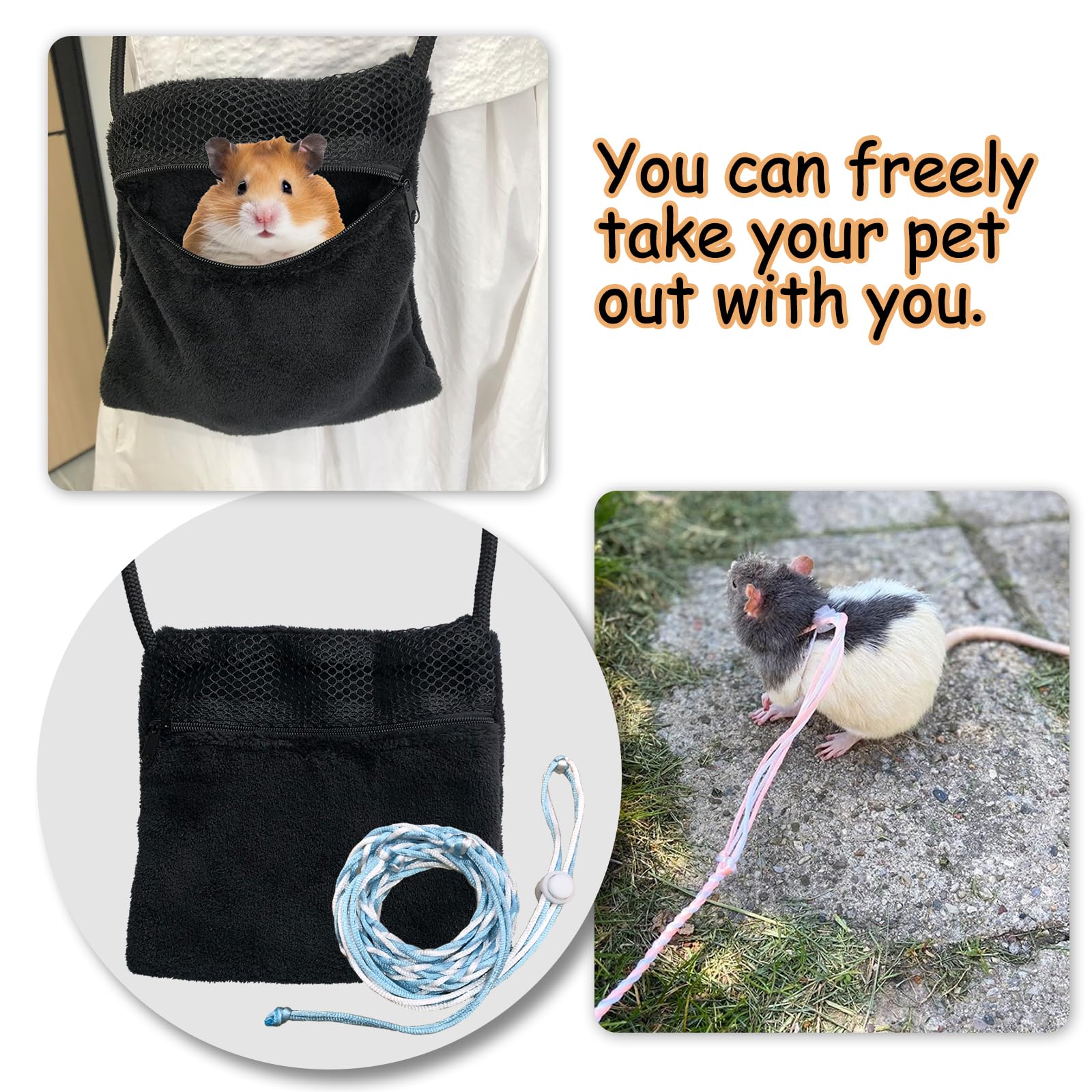DVDKOLA dual-pack includes sugar glider pouch and hamster leash for versatile outings.