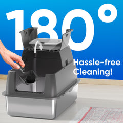 DVPETS stainless steel litter box interior offers roomy space for easy movement.
