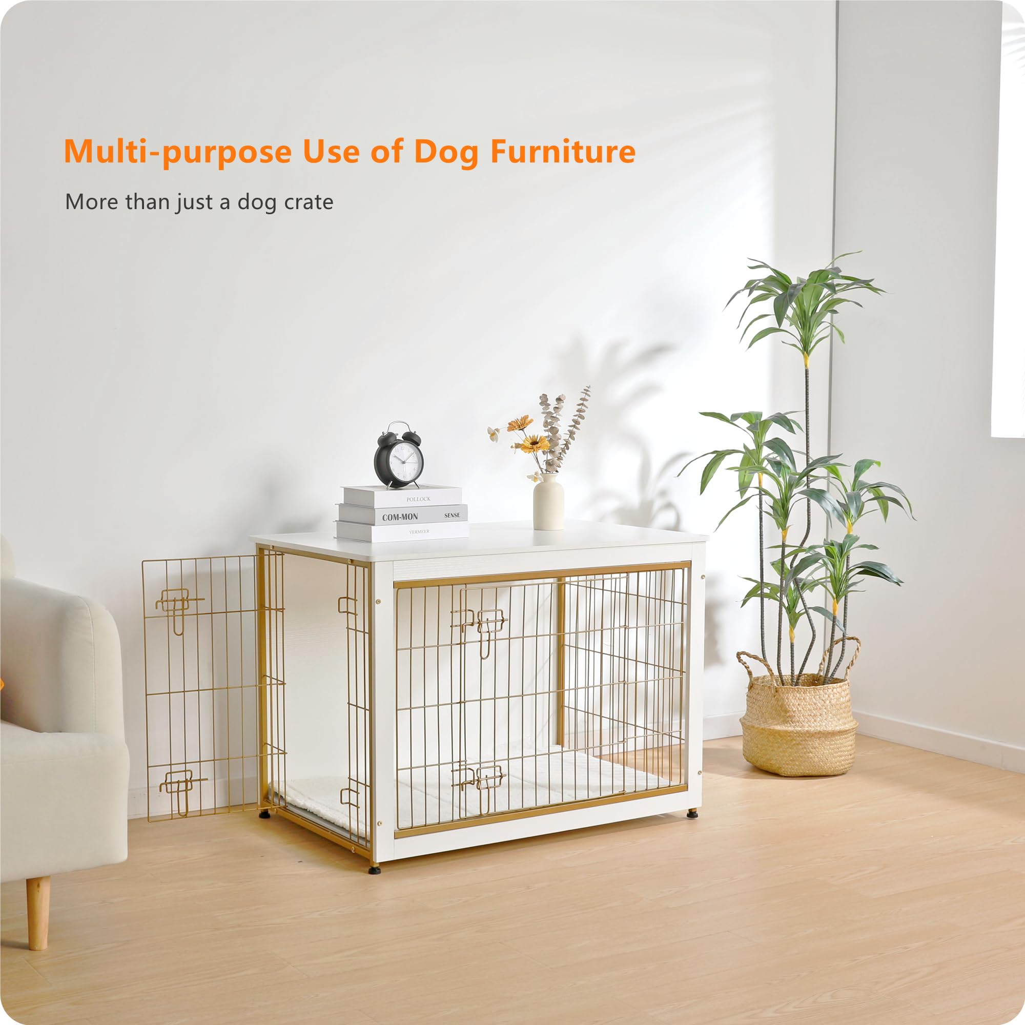 Dwanton cushion inside crate adds warmth and comfortable sleep for pets.