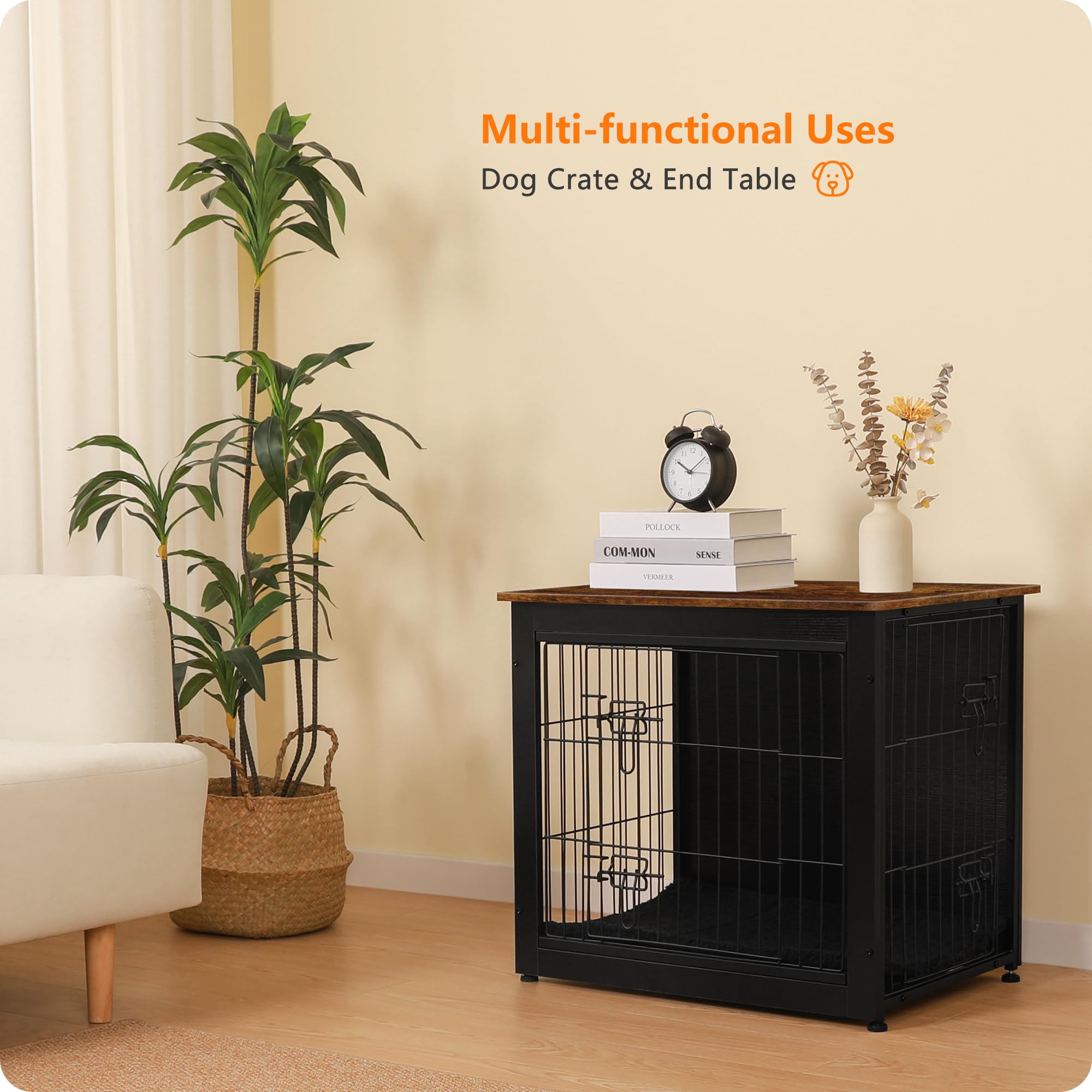 Dwanton cushion inside crate signals cozy sleeping quarters for dogs.