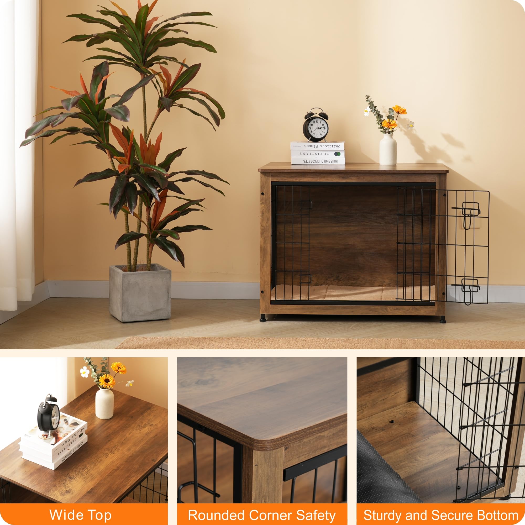 Dwanton dog crate adjustable feet keep the unit stable on uneven floors.