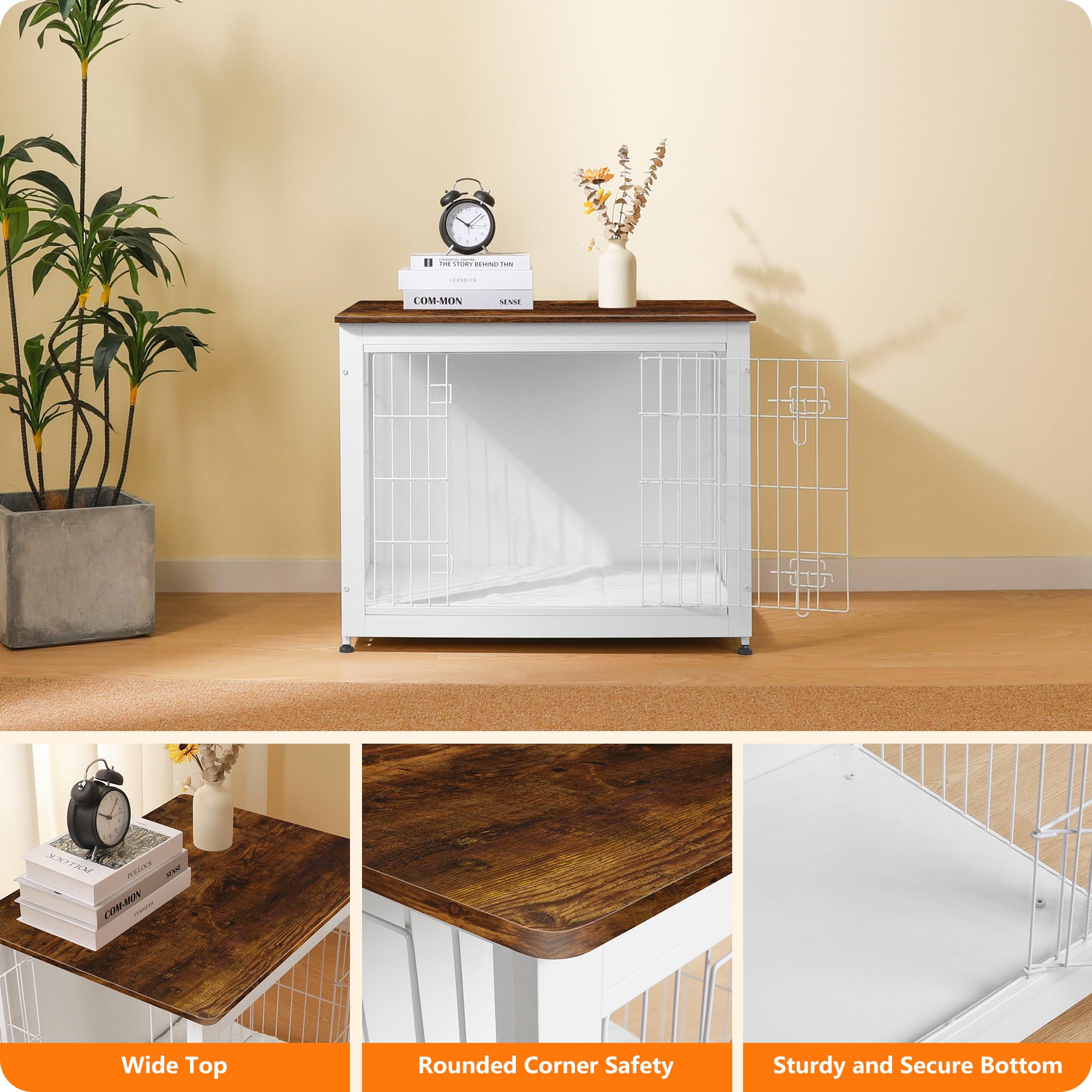 Dwanton dog crate adjustable feet help keep the unit level on uneven floors
