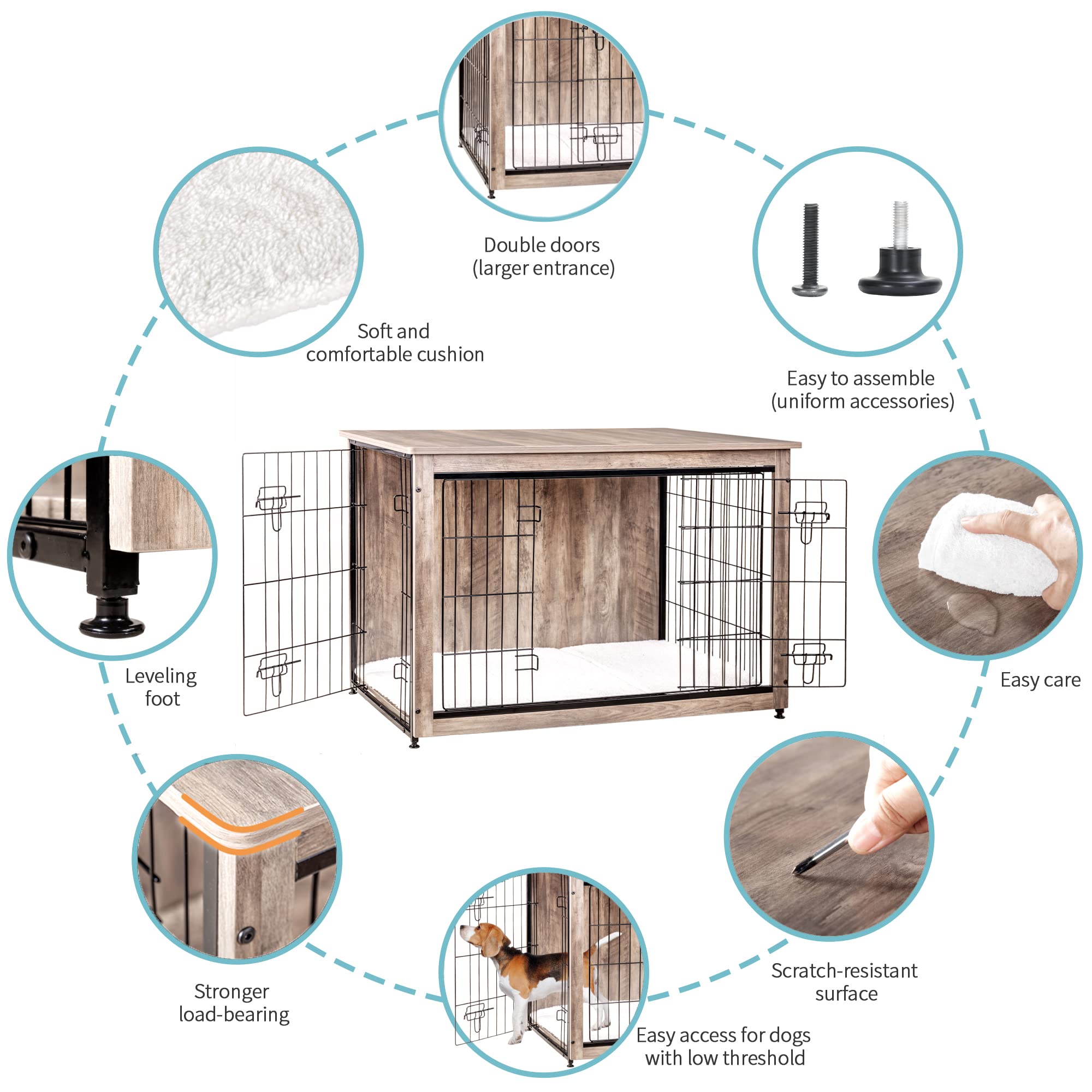 Dwanton dog crate chew-resistant construction for lasting durability.