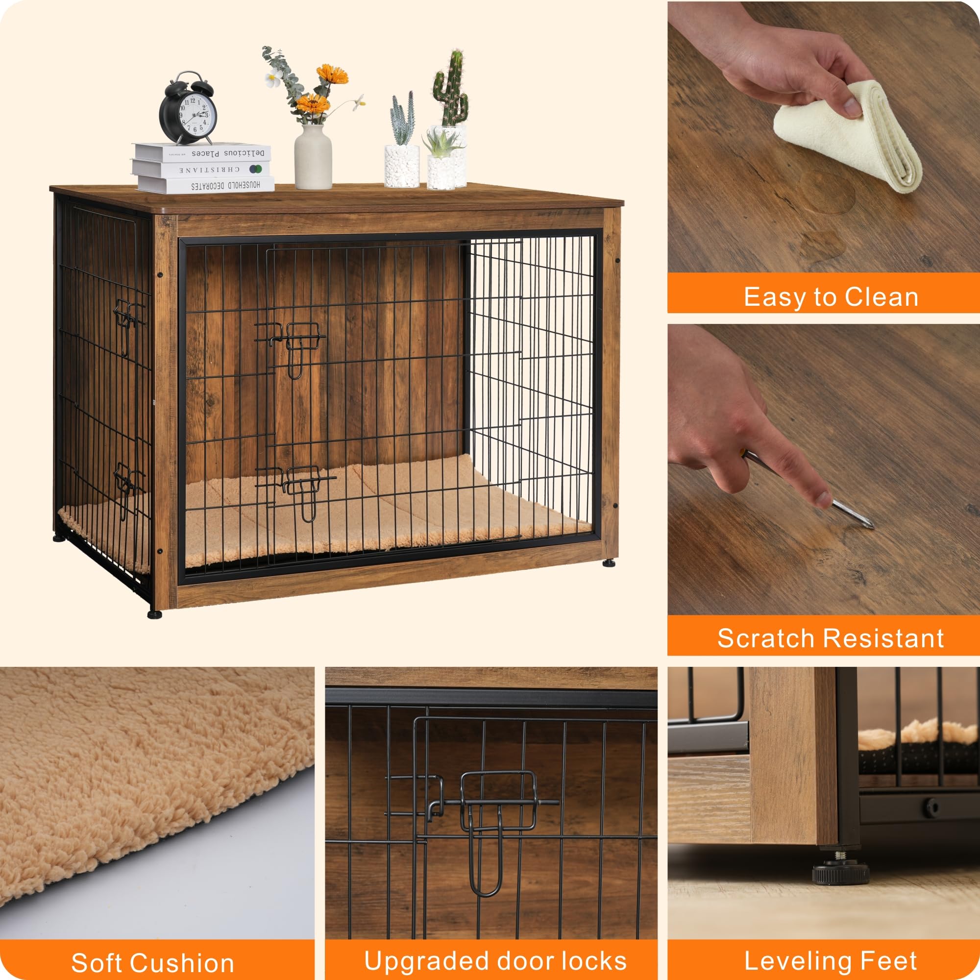 Dwanton crate cushion included provides warm, comfortable sleep space.