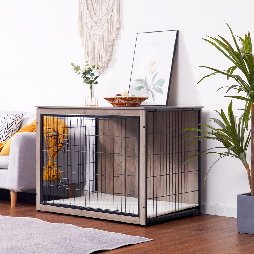 Dwanton dog crate cushion inside provides cozy rest.