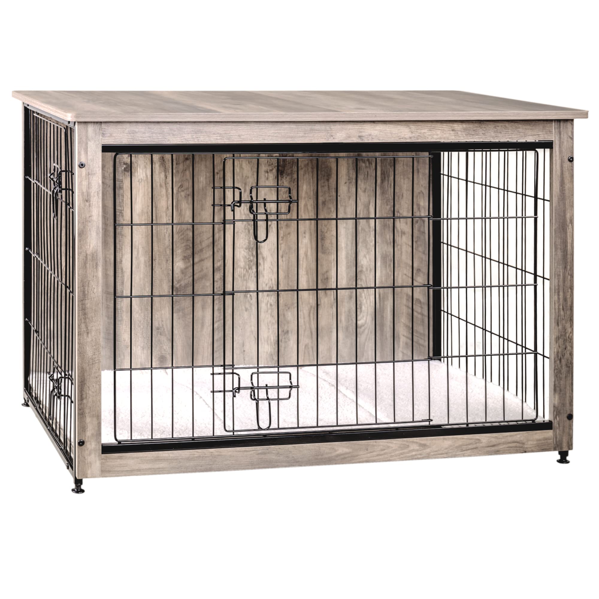 Dwanton dog crate cushion top view shows cozy sleep space and top surface for decor.