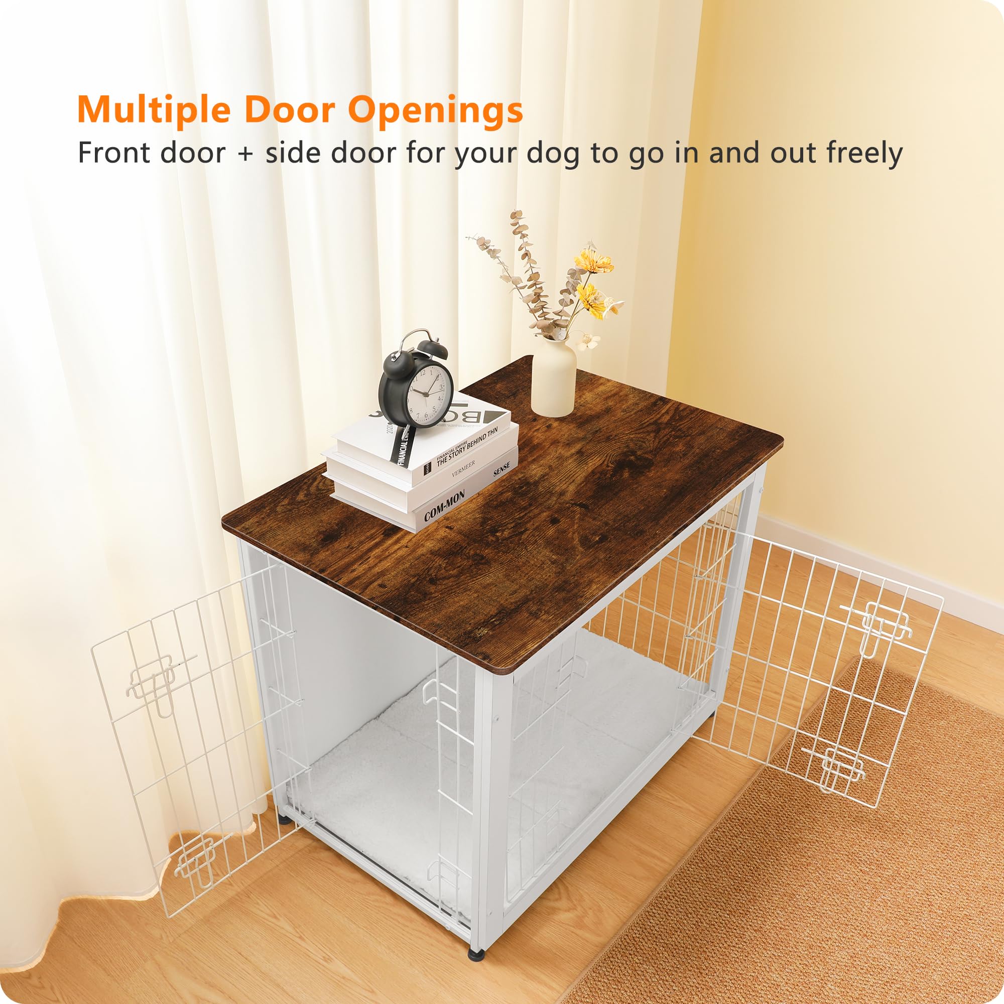 Dwanton dog crate double doors design enables easy in and out access